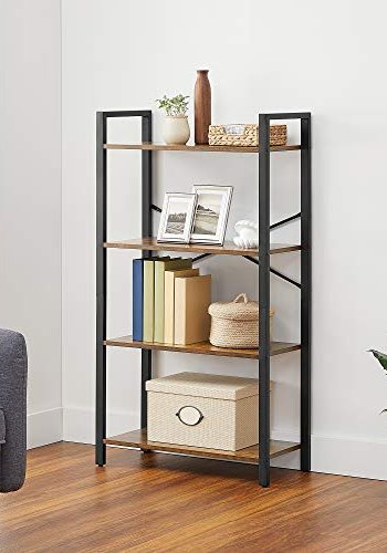 VASAGLE bokhylle, m. 4 hyller - rustikk brun sponplate og sort stl