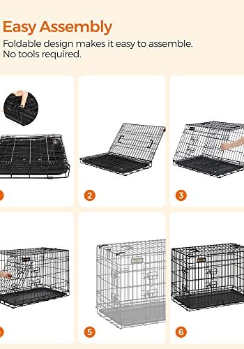FEANDREA hundeboks, sammenleggbar, med hndtak og 2 drer - svart jern