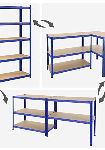 SONGMICS hylle for verktyrom, m. 5 hyller - naturlig MDF og bltt stl