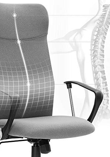 SONGMICS kontorstol, med armlener og vippefunksjon, hydejusterbar - gr polyester og stl