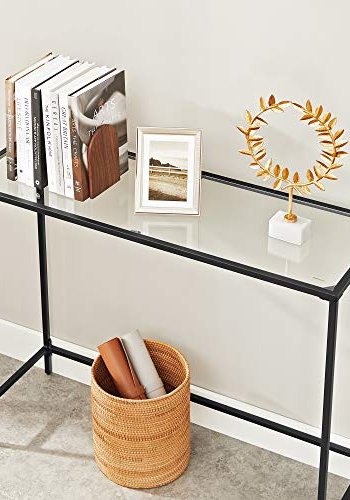 VASAGLE konsollbord, m. 1 hylle - herdet glass og sort stl (100x35)