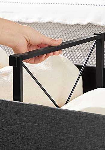 SONGMICS benk, sammenleggbar, med sammenleggbar lokk - mrkegr imitert lin (110x38)