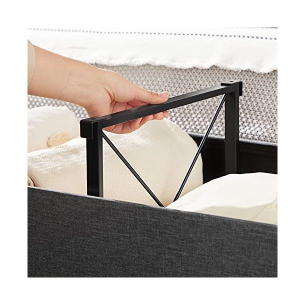 SONGMICS bnk, sammenklappelig, m. klaplg - mrkegr imiteret linned (110x38)