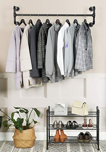 SONGMICS Veggmontert klesstang - svart jern (sett med 2)