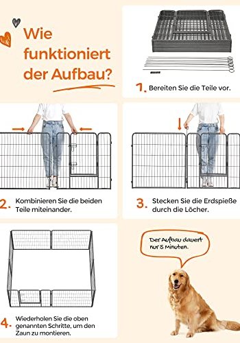 FEANDREA lekegrind for kjledyr, hunder, kaniner og smdyr, for innendrs og utendrs bruk - grjern