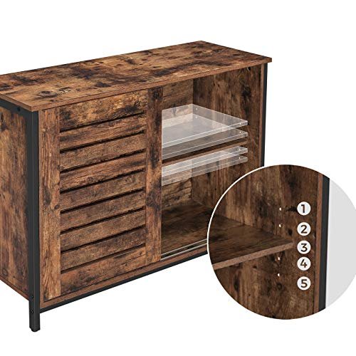 VASAGLE skjenk, m. 2 spaltedrer og 2 hyller - rustikk brun sponplate og sort stl