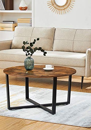 VASAGLE salongbord, rundt - brun sponplate og sort stl (88)