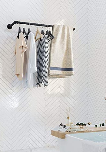 SONGMICS veggmontert klesstang - svart stl (sett med 2)