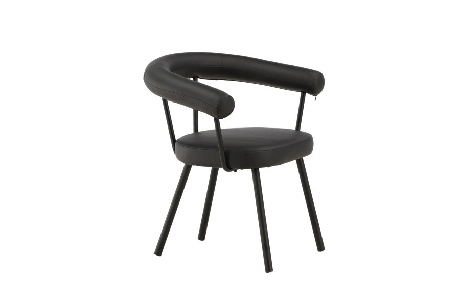 VIND COLLECTION Västers x Josefin Lustig spisebordsstol, med armlener - sort PU og sort stl