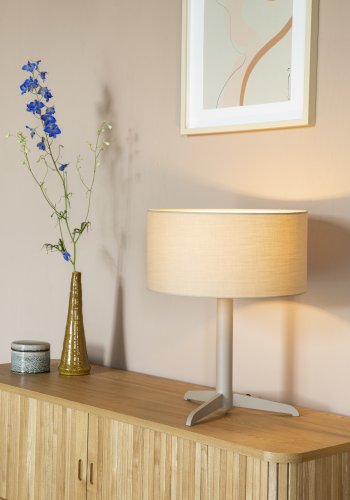 ZUIVER Shelby bordlampe - taupe bomull/lin og strykejern