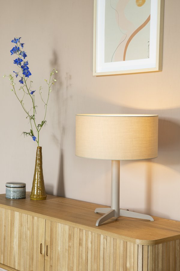 ZUIVER Shelby bordlampe - taupe bomull/lin og strykejern