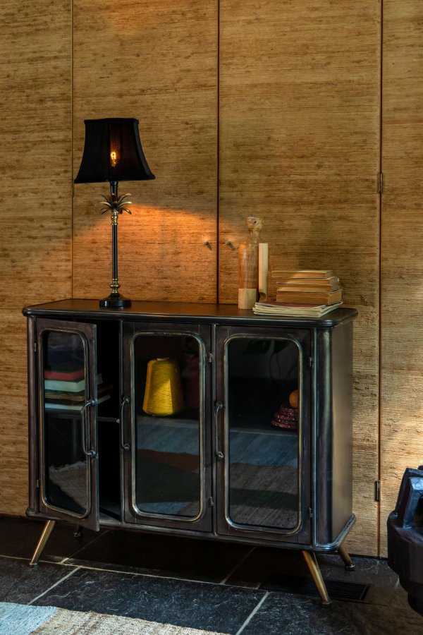 DUTCHBONE Cresta Tischlampe - schwarzes Polyester und Aluminium