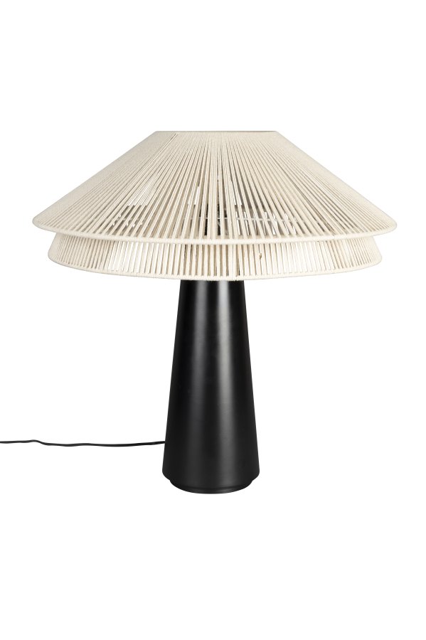 DUTCHBONE Elon Tischlampe - beiges Seil und schwarzes Metall