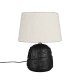 DUTCHBONE Renzo Tischlampe - weißer Bouclé-Stoff und schwarze Terrakotta