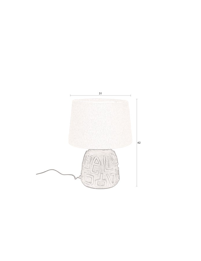 DUTCHBONE Renzo Tischlampe - weißer Bouclé-Stoff und schwarze Terrakotta