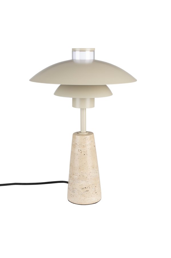 ZUIVER Cole bordlampe - beige metall og beige travertin