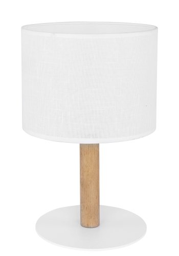  TK Deva bordlampe - hvitt stoff/furu og hvitt stl