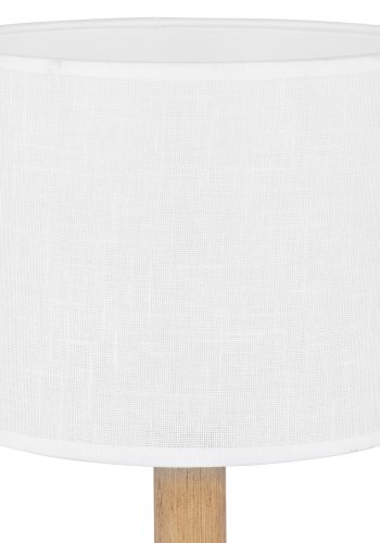  TK Deva bordlampe - hvitt stoff/furu og hvitt stl
