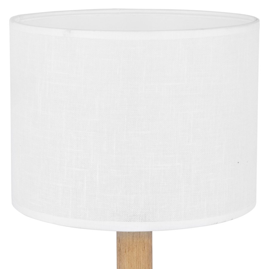  TK Deva bordlampe - hvitt stoff/furu og hvitt stl