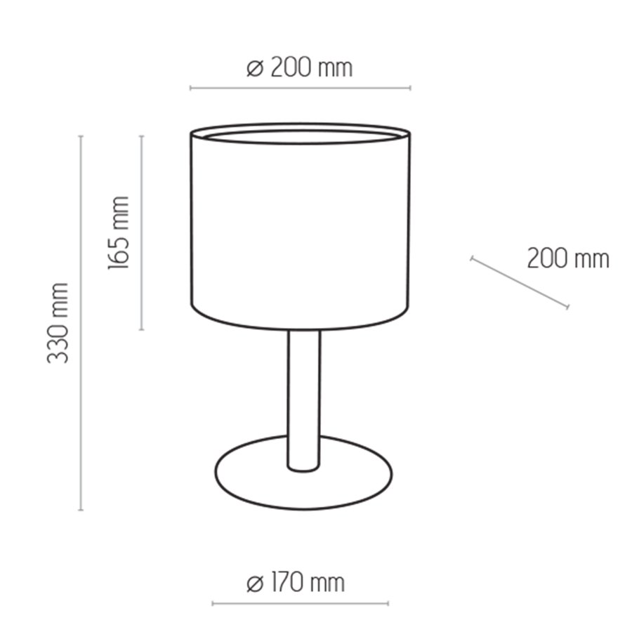 TK Deva bordlampe - hvitt stoff/furu og hvitt stl