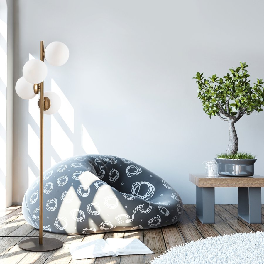 LUMI Lysara Stehleuchte - Glas und Goldmetall