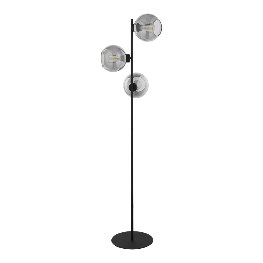 TK Cubus gulvlampe, m. 3 skrme - grafit glas og sort metal