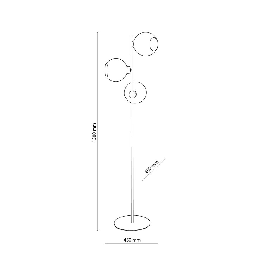 TK Cubus gulvlampe, m. 3 skrme - grafit glas og sort metal