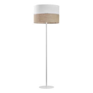 TK Linobianco gulvlampe - brun jute, hvid stof og hvid metal 
