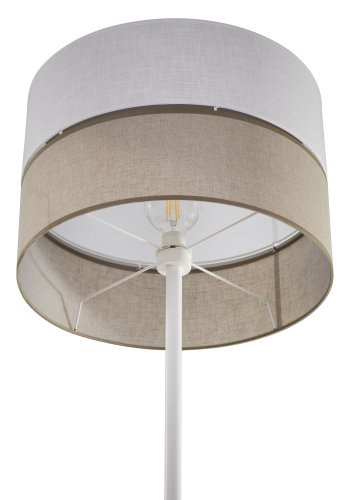 TK Linobianco gulvlampe - brun jute, hvid stof og hvid metal 