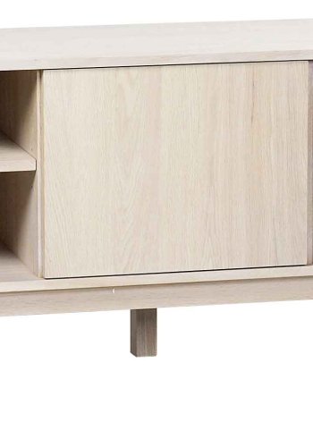 ROWICO Yumi TV-bord - hvitpigmentert eik, 2 skuffer, 1 hylle, 1 dr 