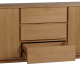 ROWICO Yumi Sideboard - Eiche lackiert, 3 Schubladen, 2 Türen, 2 Einlegeböden 