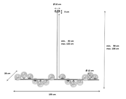 KARE DESIGN Scala Balls guldfarvet loftlampe - glas og stl (150cm)