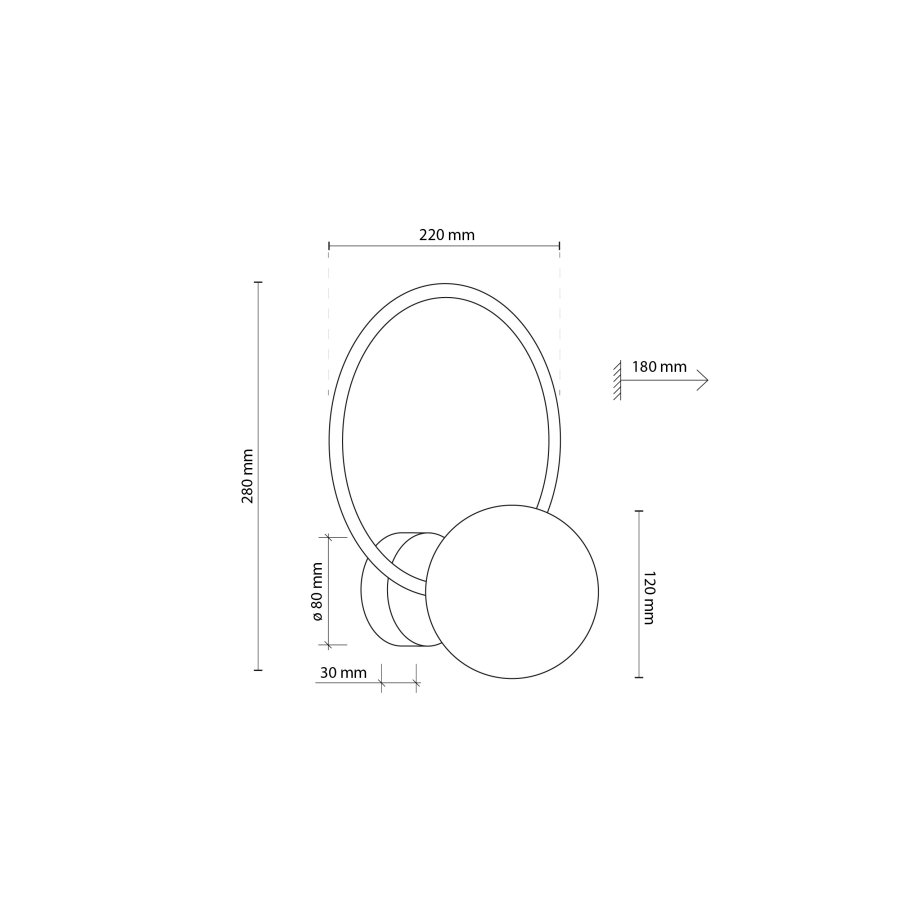TK Anabelle vegglampe - grafittglass og sort metall