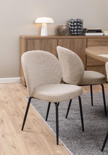 ACT NORDIC Patricia Esszimmerstuhl - beiger Stoff und schwarzer Stahl