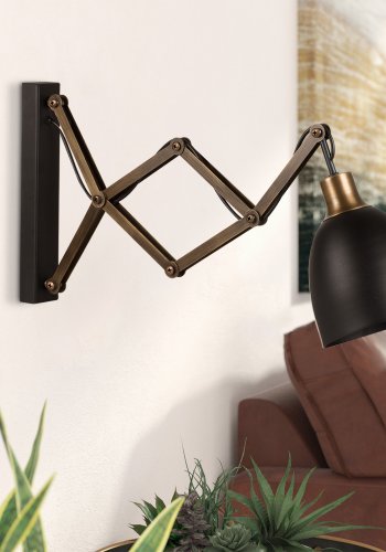 
LUMI vegglampe - gull og svart metall, justerbar dybde
