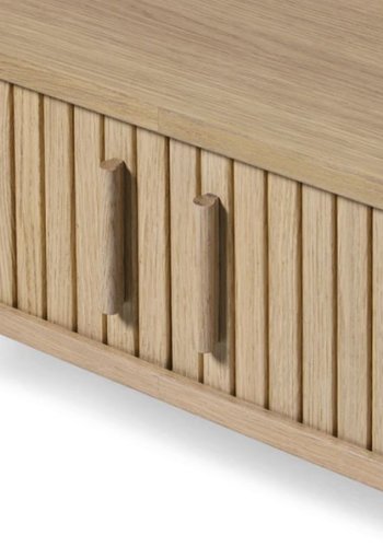 Meta sofabord, m. 2 skydelger og 1 rum, oval - hvidpigmenteret eg (60x120)