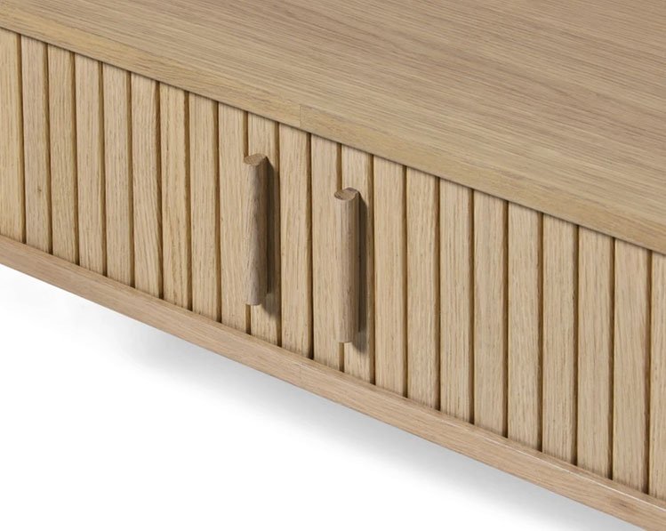 Meta sofabord, m. 2 skydelger og 1 rum, oval - hvidpigmenteret eg (60x120)