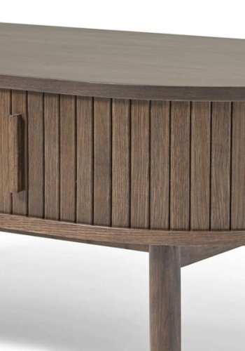 Meta sofabord, m. 2 skydelger og 1 rum, oval - mrk espresso brun eg (60x120)