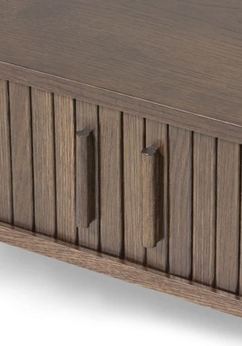 Meta sofabord, m. 2 skydelger og 1 rum, oval - mrk espresso brun eg (60x120)