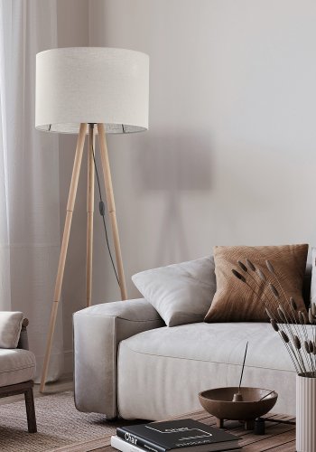 TK Tokyo gulvlampe - naturlig lin og antikk furu