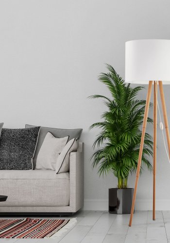 TK Tokyo gulvlampe - hvid stof og natur fyrretr