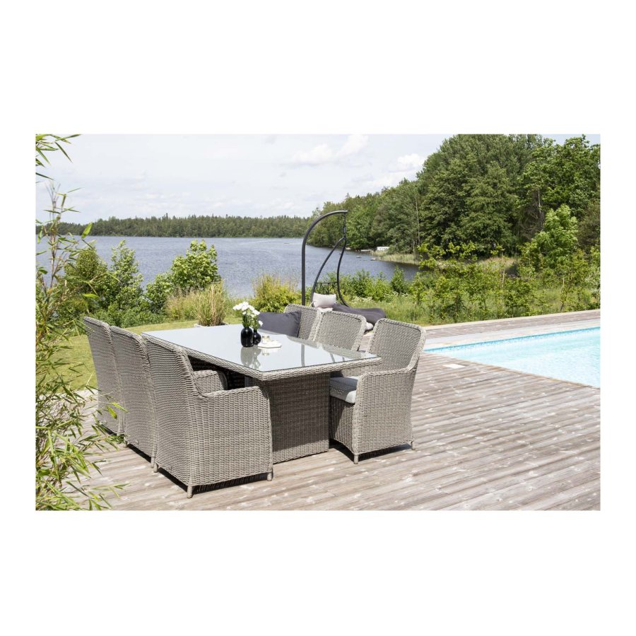 VENTURE DESIGN Wembley hagesett med puter - grtt stl 