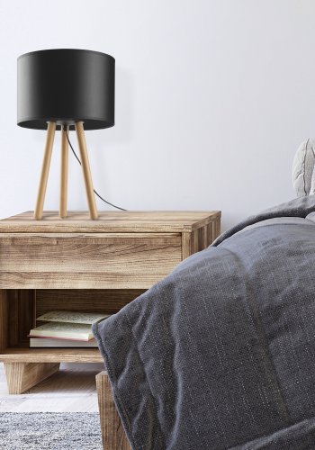 TK Tokyo bordlampe - sort stof og antik fyrretr