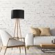TK Tokyo gulvlampe - svart stoff og naturlig furu