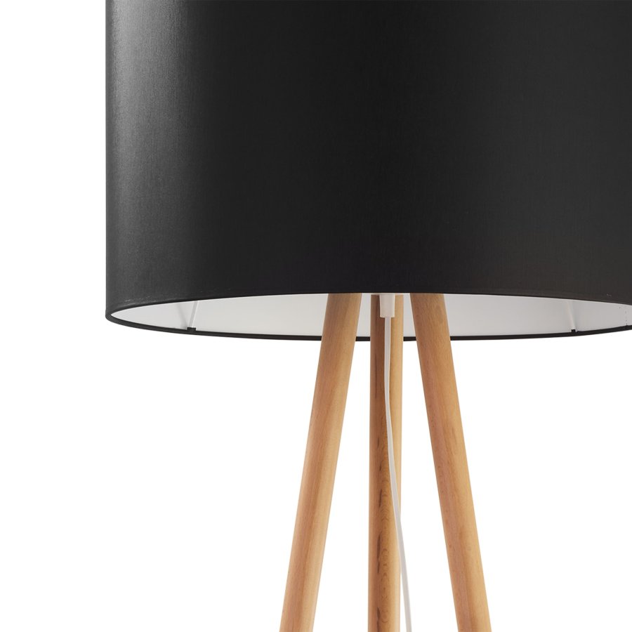 TK Tokyo gulvlampe - svart stoff og naturlig furu