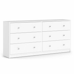 May dobbelt kommode, m. 6 skuffer - hvid folie og plastik