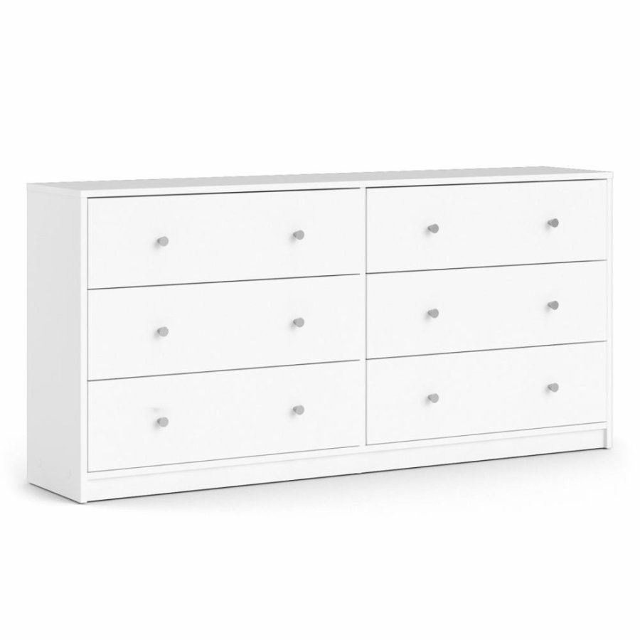 TVILUM May dobbelt kommode, m. 6 skuffer - hvid folie og plastik