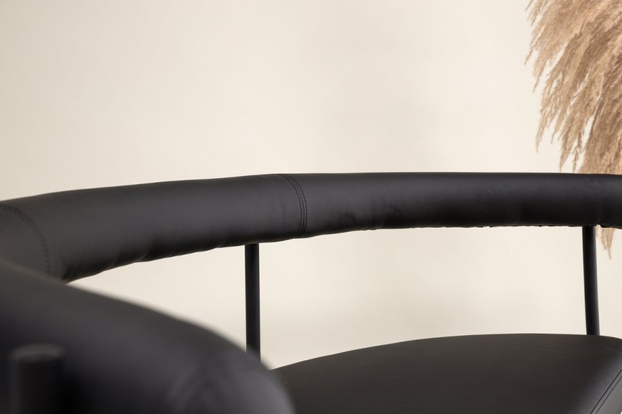 VINN KOLLEKSJON Stallhagen x Josefin Lustig benk, m. ryggsttte, halvmne - sort PU og sort stl