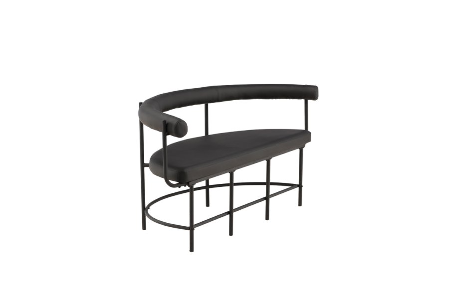 VINN KOLLEKSJON Stallhagen x Josefin Lustig benk, m. ryggsttte, halvmne - sort PU og sort stl