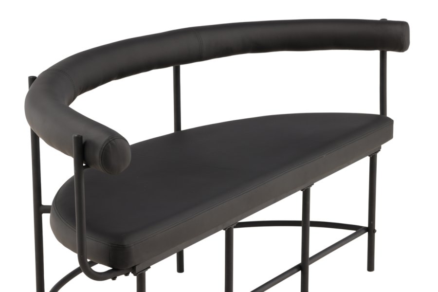 VINN KOLLEKSJON Stallhagen x Josefin Lustig benk, m. ryggsttte, halvmne - sort PU og sort stl